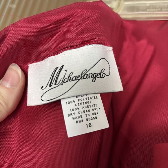 VTG Michaelangelo Plus Size 18 Strapless Dress Red A-line Bridesmaid Ball Gown - Picture 5 of 6